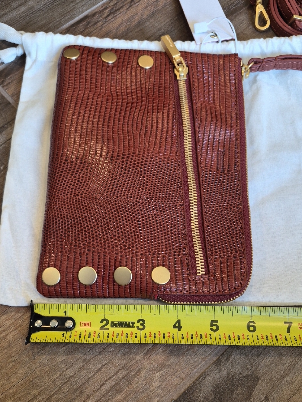 Rare Hammitt Nash Redwood Lizard Leather Clutch Wristlet Crossbody Bag - Picture 16 of 16